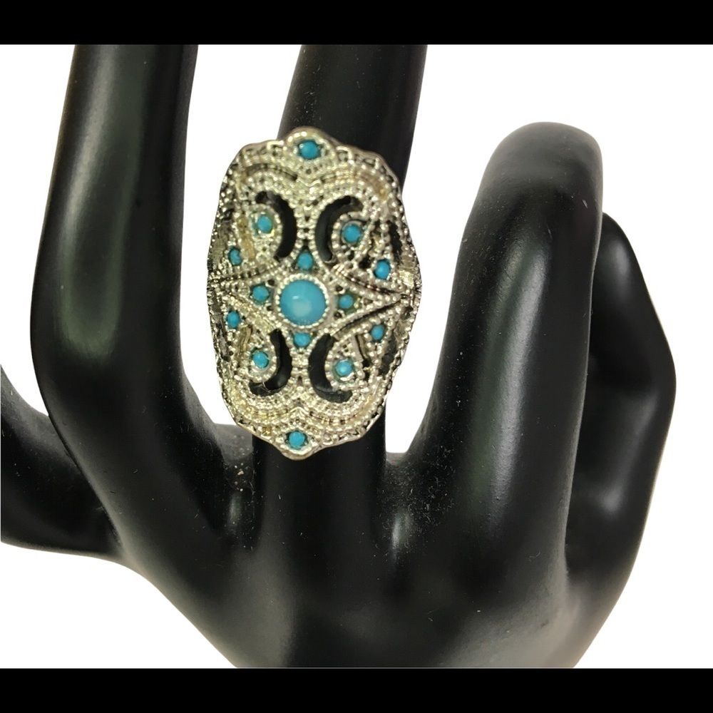 CLAIRE’S Silver And Blue Ring Size